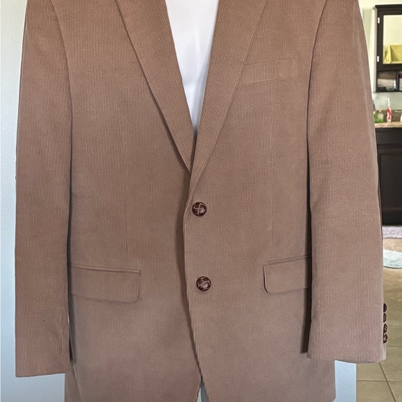 Chaps Ralph Lauren Corduroy Blazer 40R Tan Sport Jacket Coat Elbow Patches NWOT - Picture 2 of 13